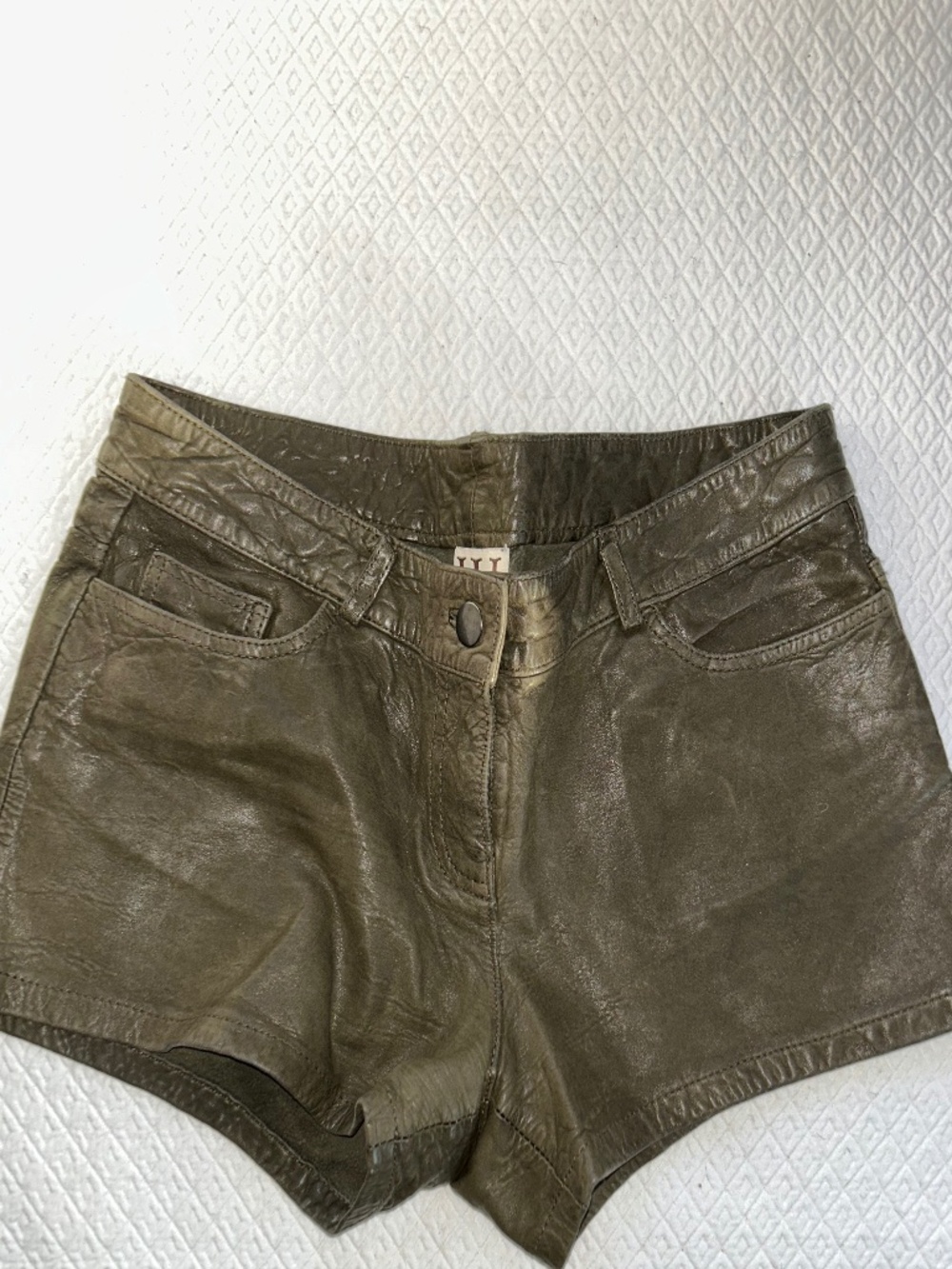 Haute Hippie brown lamb leather distressed festival shorts 2